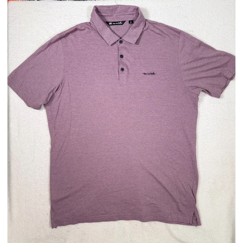 Lot of 2 Travis Mathew Mens XL Polo‎ Shirts Purple Striped Pima Cotton 1MU175